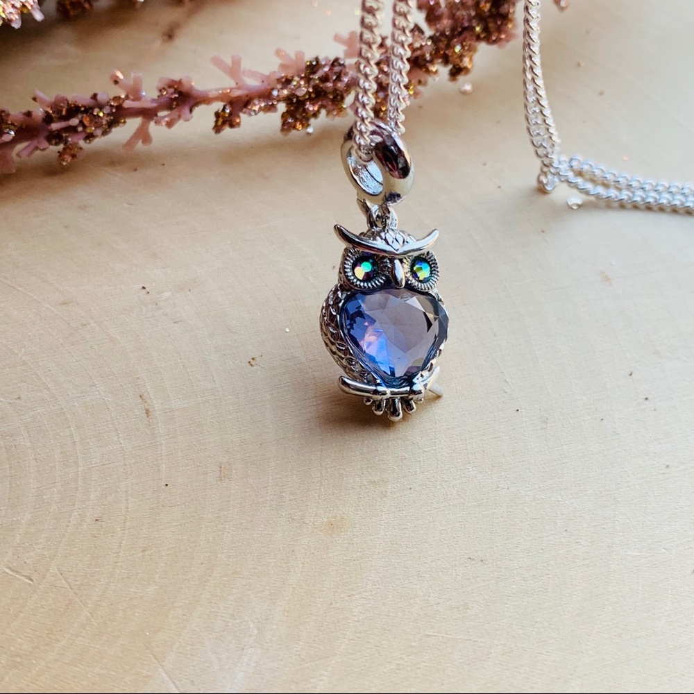 Swarovski OWL Purple Crystal Silver Necklace - Picture 4 of 7